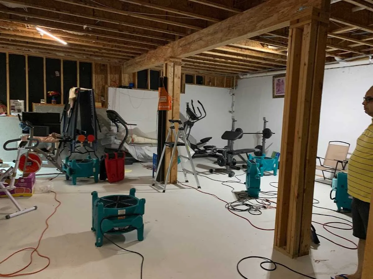 Basement drying equipment setup for Contents Cleaning & Restoration in Twin Lakes