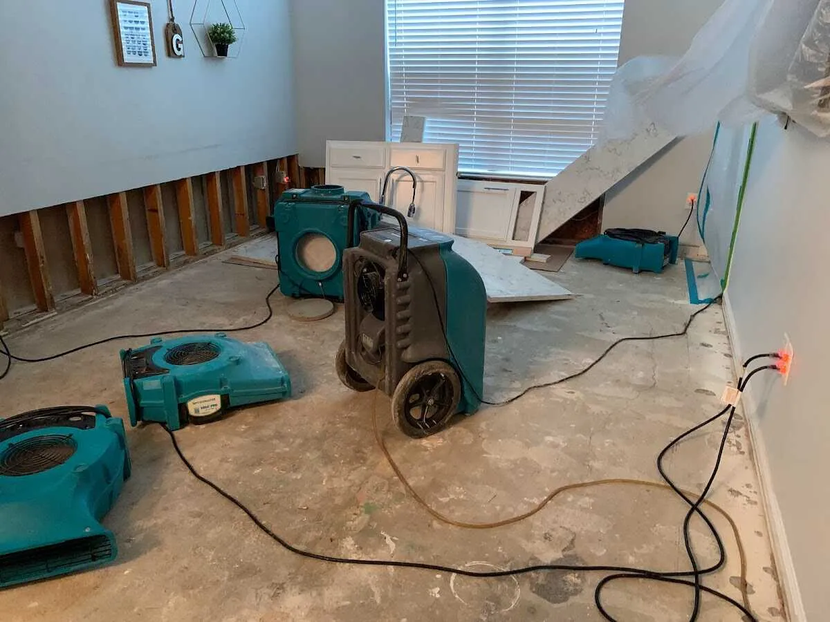 Dehumidifier in flood-cut room for Water Damage Restoration in Twin Lakes